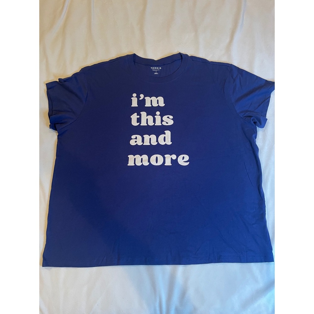 Torrid Womens Plus Size 1 Graphic T-Shirt Blue Im This And More Relaxed Fit Tee